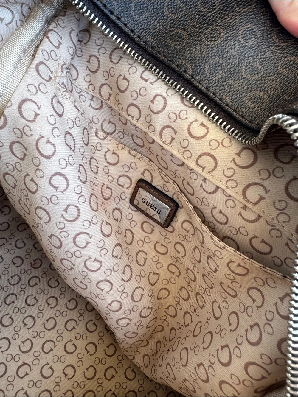 GUESS Brown Logo-Print Women’s Backpack